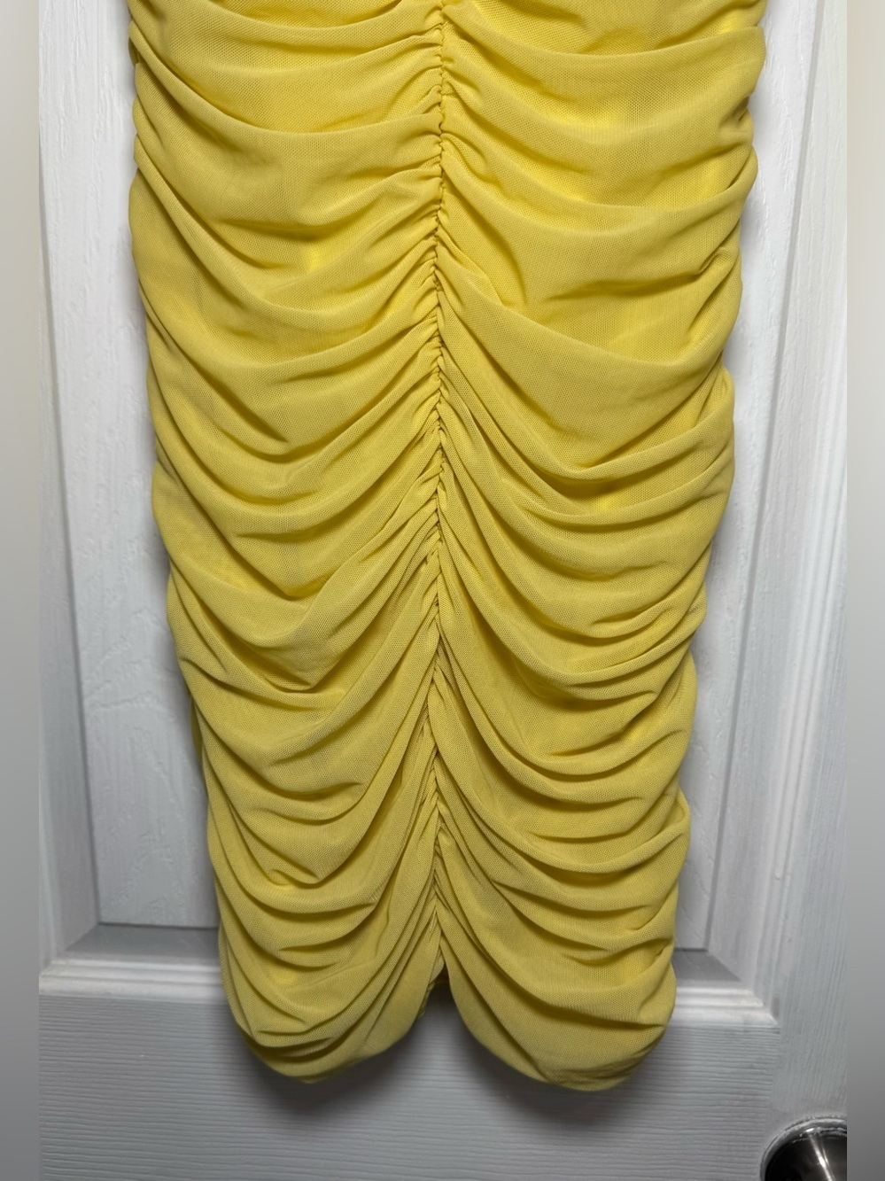 Majorelle Gentille Lemon Yellow off-the-shoulder Ruched Mini Dress Women’s XS - Picture 8 of 16